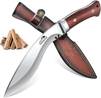 Moontay Fixed Blade Kukri Knife - VG10 Steel Hunting Knife with Sheath, Full Tang Survival Knives with Wood Handle for Bushcraft Camping Fishing Hiking BBQ, Christmas Gifts for Men and Women