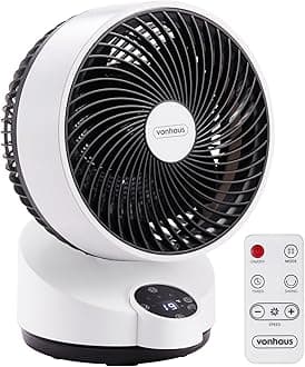 Air Circulator Fan – Desk Fan with 3 Speeds, Three Modes, Remote Control, 12hr Timer, 65° Oscillating, Quiet Operation, LED Display, 3 Blades – Cooling for Home, Office, Living Room, Bedroom