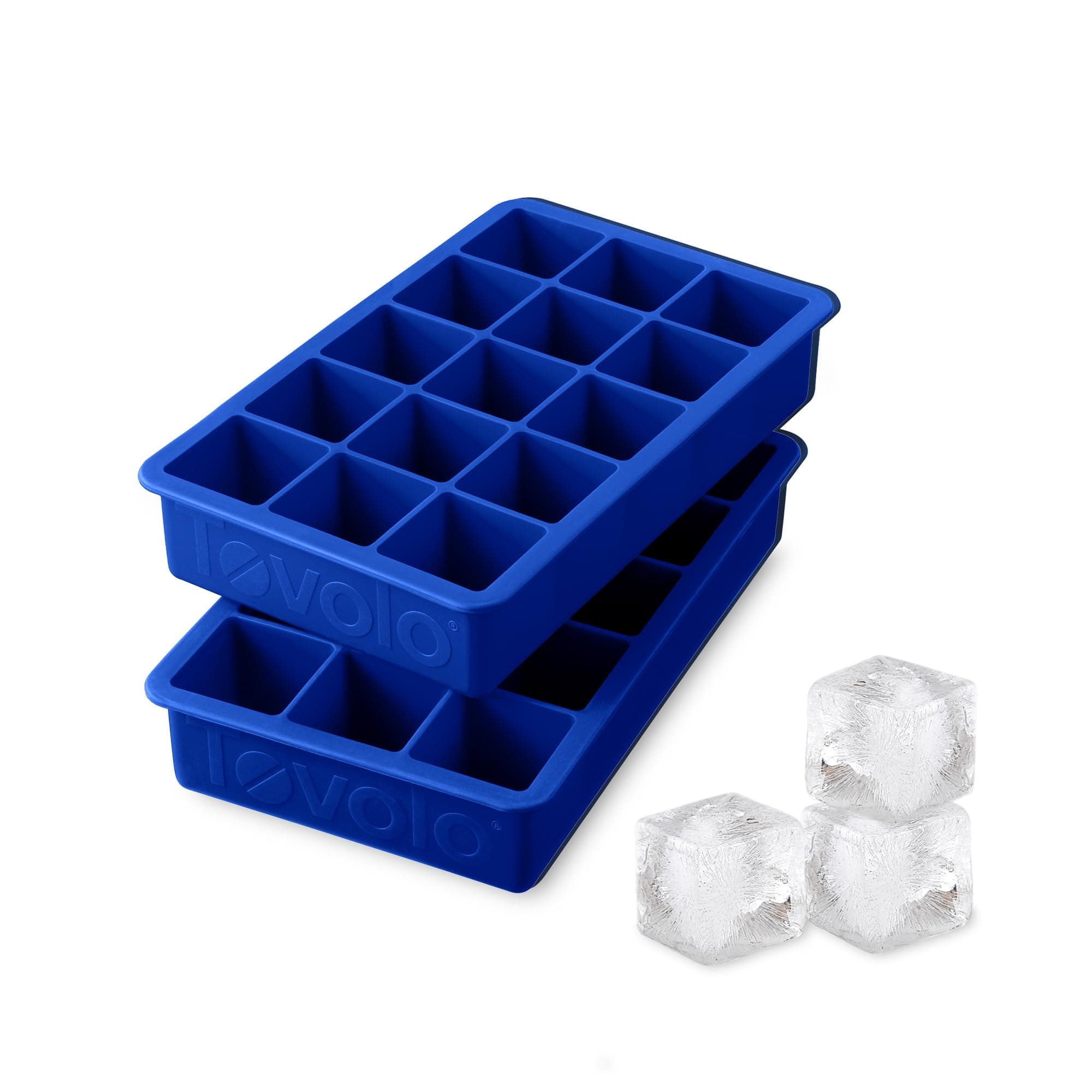 Tovolo Silicone Ice Cube Tray Stratus Blue Pack of 2 BPA Free Ice Tray Mold for Coffee Drinks Cocktails, Dishwasher Safe Easy Release Perfect 1 Inch Cube Ice Tray for Whiskey Bourbon Spirits