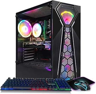 STGAubron Gaming PC Desktop Computer, Intel 10th Gen G5905 3.5G, Radeon RX 550, 16G DDR4, 512G SSD, 600M WiFi, BT 5.0, RGB Fan x 4, Windows 11 Home