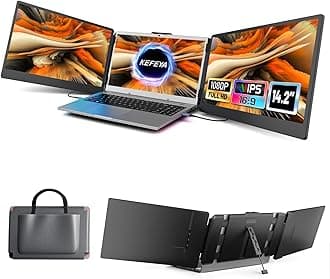 KEFEYA ノートパソコン画面エクステンダー 14.2インチ ポータブルトリプルモニター フルHD IPSディスプレイ搭載ノートパソコン用 モニターエクステンダー Mac/Windows/Chrome対応 13~17インチのノートパソコンに対応