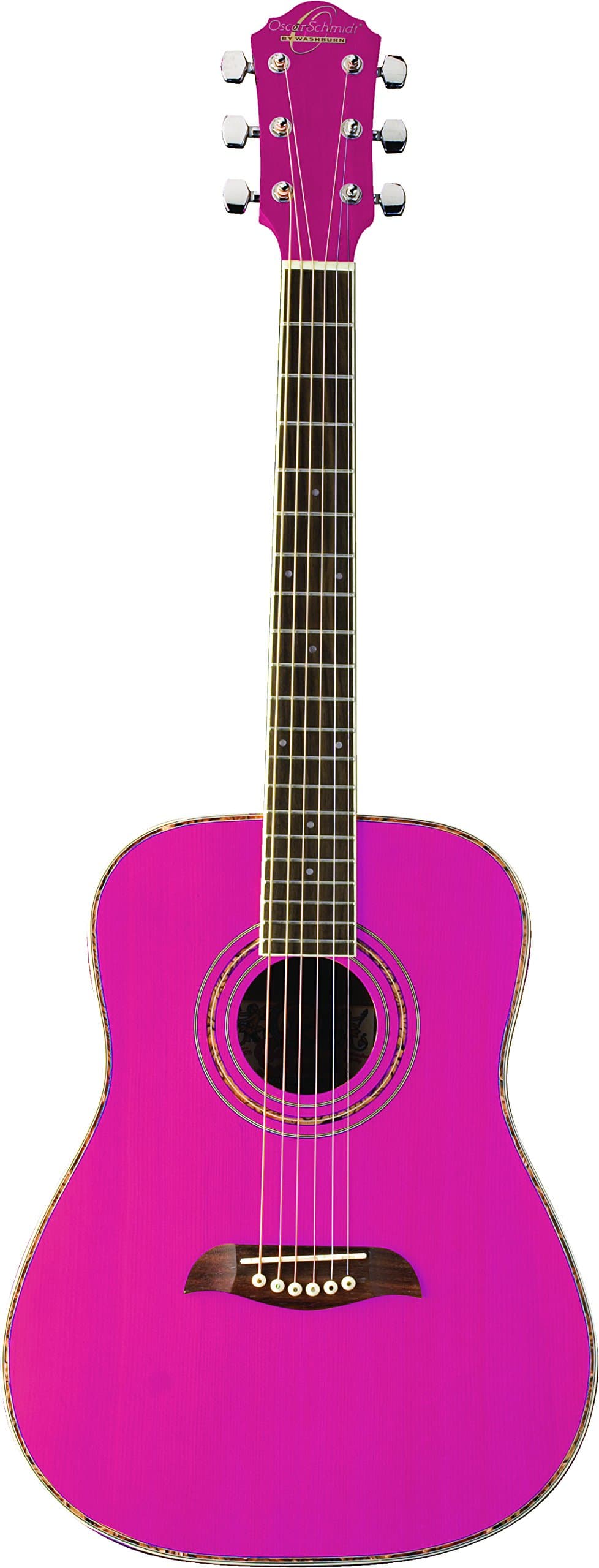 6 String OGHS 1/2 Size Dreadnought Acoustic Guitar. Pink, (OGHSP-A)