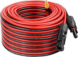 Solar to XT60 Extension Cable 10AWG 75FT Solar Connector to XT60 Adapter Cable for Solar Panel to Portable Power Station Solar Generator Battery Pack