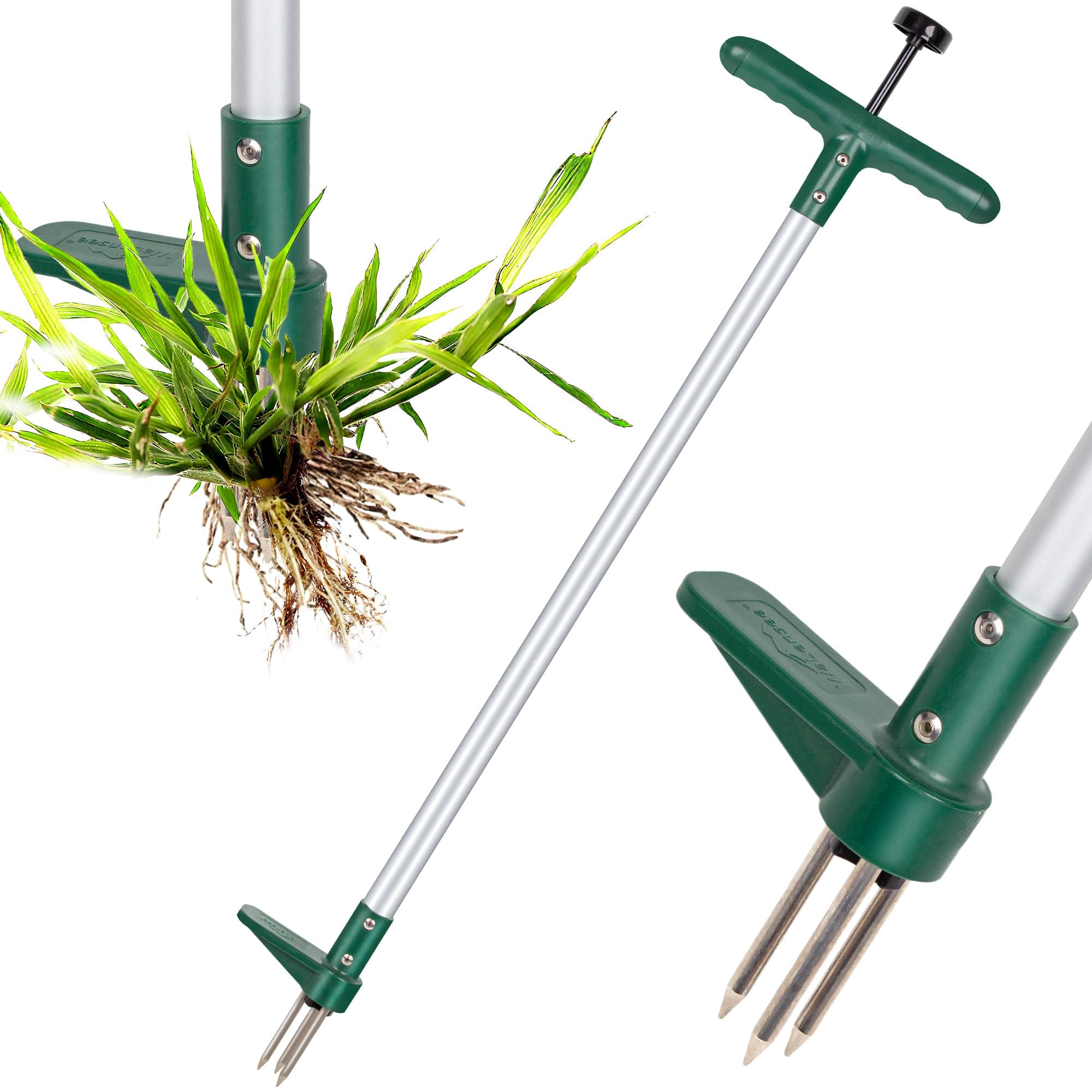 Weed Puller, Stand Up Weeder Hand Tool, Long Handle Garden Weeding Tool with 3 Claws, Hand Weed Hound Weed Puller for Dandelion, Standup Weed Root Pulling Tool and Picker, Grabber (1 Pack)