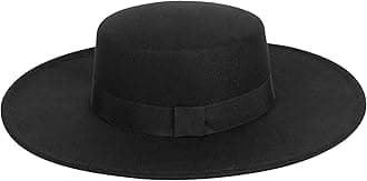Women Men Classic Felt Fedora Hat Wide Brim Flat Top Boater Hat(Size:M)