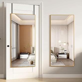 Vlsrka Over The Door Full Length Mirror, Wall Mounted Full Body Mirror, Hanging Mirror for Door, Full Size Rectangle Mirror for Bedroom Living Room, 47"x22" - Gold