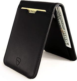 Manhattan Slim Bifold Wallet with Rfid Protection For Cards and Cash Italian Leather - Ultra Thin Front Pocket Holder Designed For Up To 8 Cards and Cash (Black)