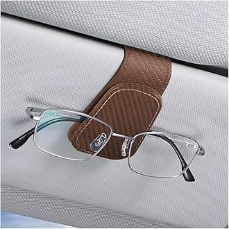 AICEL Sunglasses Holders for Car Sun Visor, Leather Eyeglasses Hanger Mounter, Magnetic Glasses Holder and Ticket Card Clip, Auto Interior Accessories Universal for SUV Pickup Truck
