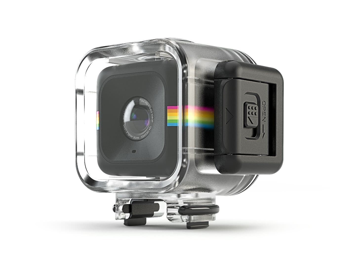 Polaroid Waterproof Shockproof Case for Polaroid CUBE HD Action Camera - Rotates for Perfect Angle - Universal Quick-Release Clip