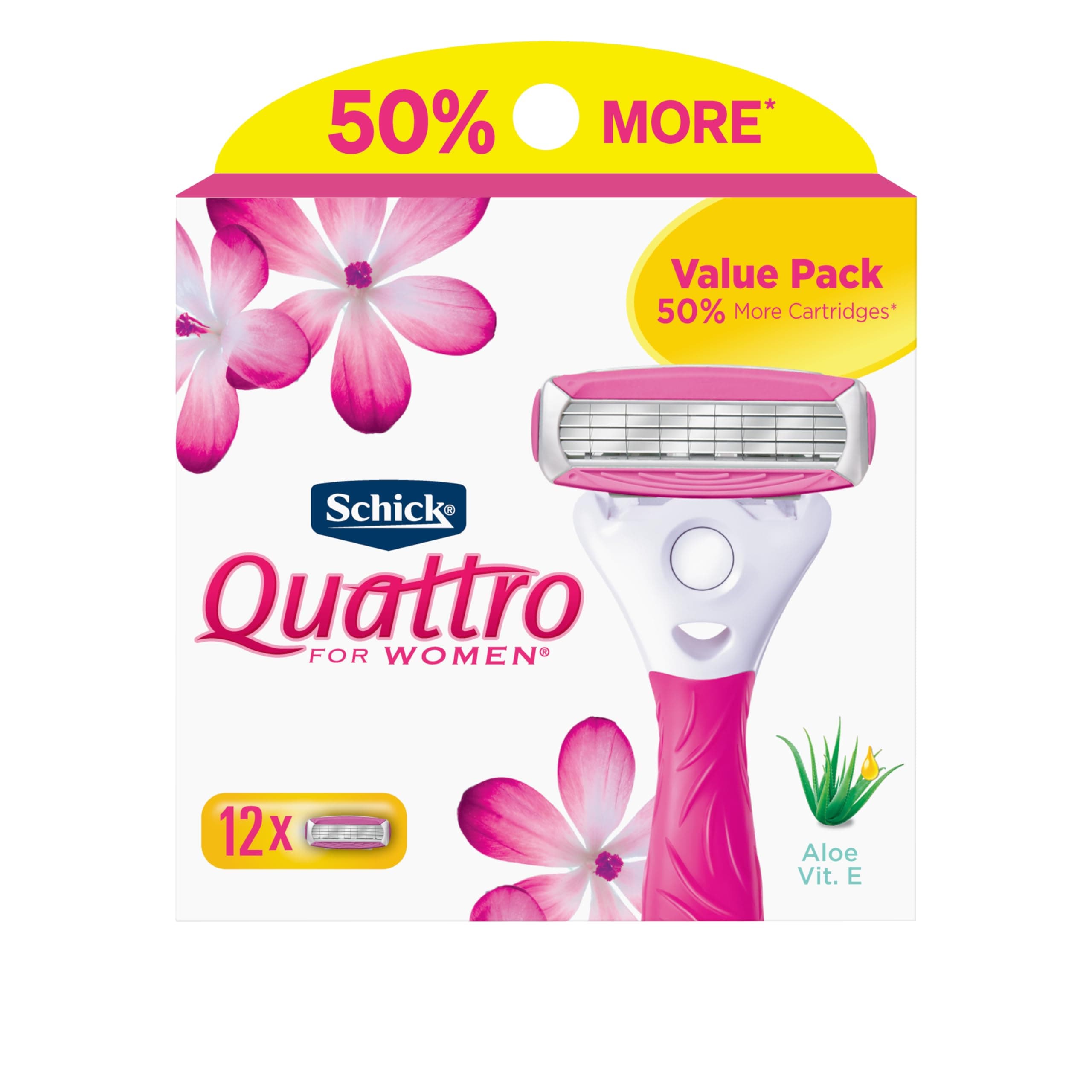 Schick Quattro Womens Razor Blade Refills, 12 Count