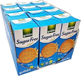 Gullon Sugar Free Digestive Biscuits, 12 x 245g – Vegan, High Fiber, No Added Sugar, Ideal for Diabetics & Health-Conscious Lifestyles