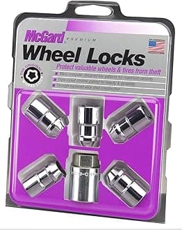 McGard 24537 Cone Seat Wheel Locks Chrome (M12 x 1.5 Thread Size) - Set of 5, 5 Locks / 1 Key