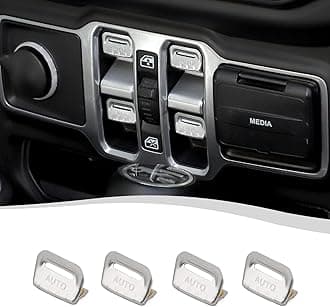 Aluminium Window Switch Button Cover Trim Interior Accessories Compatible with 2018-2025 Jeep Wrangler JL JLU & Gladiator JT(Chrome)