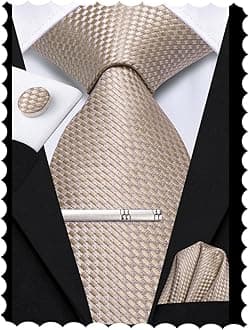 Hi-TieSilk Ties for Men Pink Blue Black Mens Ties Set 4 PCS Necktie Pocket Square Cufflinks Clip Pin for Wedding