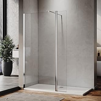 ELEGANT 1100mm Walk in Shower Enclosure 1900mm Height 8mm Easy Clean Glass Wet Room Screen Panel with 1700 x 700 mm Shower Tray and 300mm Return Panel