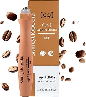 Skincyclopedia Caffeine Eye Roll-On Cooling with Q10 and Hyaluronic Acid, Eye Serum Against Dark Circles and Eye Bags, Anti-Ageing Eye Roller, Caffeine Skincare, Eye Care, 15 ml