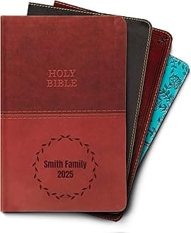 Hope Harbor Personalized Gift Bible with Custom Name Engraved, KJV, Brown, Value Thinline, King James Version, Red Letter Edition, Comfort Print, Faux Leather