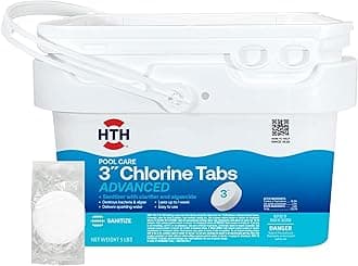 HTH 42052W Pool Care 3" Chlorine Tabs Advanced, Individually Wrapped Tablets - Swimming Pool Sanitizer with Clarifier & Algaecide, Destroys Bacteria & Algae, Delivers Clear Water All Season, 5 lbs