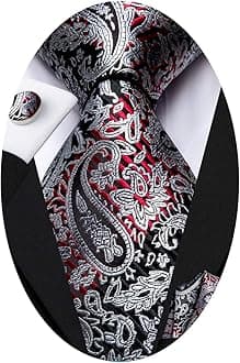 Paisley Floral Ties Set for Men Silk Mens Stripes Necktie Pocket Square Cufflinks Set Formal Business