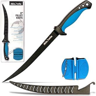 - Rhinoreto Fillet Knife for Fish - Razor Sharp G4116 German Stainless Steel Blade, 8 Inch Professional Filleting & Boning Knife with Non-Slip Handle, Protective Sheath & Sharpener