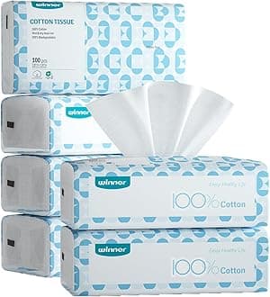 Winner Soft Face Towels, 100% USDA Biobased Facial Towels, Unscented Cotton Tissues for Sensitive Skin, OEKO-TEX Certified Face Towelettes Disposable, Makeup Remover Dry Wipes, 600 Count, Pack of 6