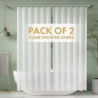 AmazerBath 2 Pack Shower Curtain Liners, PEVA 3G Shower Curtains with Heavy Duty Stones and Rust-Resistant Grommet Holes, Waterproof Lightweight Plastic Liners Without Funky Smell 72"W*78"H Blue