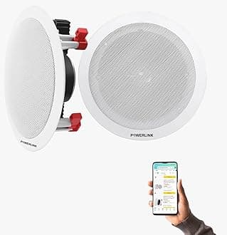 Powerlink 9 Inch 60 Watt (30W Each) with Bluetooth 5.3 & TWS Technology, Crystal-Clear Sound in Ceiling Speakers Wall Mount Speakers Built-in Amplifier for Home, Office, Gym, Home Theater(Pack of 2)