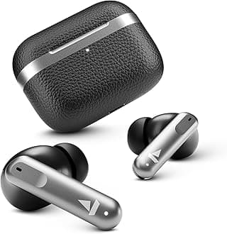 Boat Airdopes 111v2, Premium Leather Finish, 4Mics ENx, 50HRS Battery, 13mm Drivers, Fast Charge, Dual Pair, v5.4 Bluetooth TWS in Ear Earbuds Wireless Earphones with mic (Classic Black)