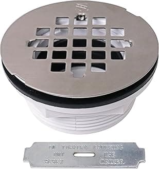 Westbrass D206P-07 2" No-Caulk PVC Compression Shower Drain with 4-1/4" Round Grid Cover, Satin Nickel