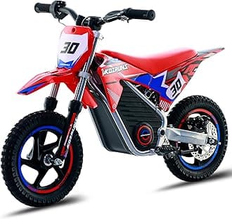 OLALA 36V Electric Dirt Bike for Kids 3-6, 250W Brushless Motor with 3-Speed Control, 15.5 MPH Max Speed, 12" Off-Road Tires Motorcycle, for Boys & Girls, Red