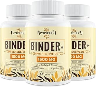 Resciency 1500 MG Detox Binder Supplement – Activated Charcoal, Zeolite, Bentonite Clay – Liver & Gut Detox Cleanse, Toxin Flush, Digestive, Max Absorption, 270 Vegan Capsules