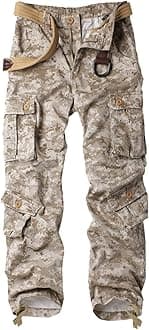 AKARMY Men's Camo Cargo Work Pants Cotton Military Army Casual Tactical Wild Combat Pants with 8 Pockets