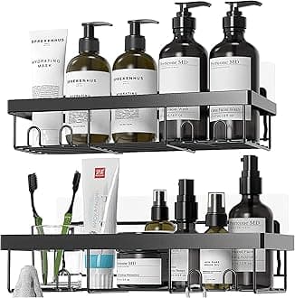 Sulfar Bathroom Wall Shelf | No Drilling Stainless Steel Shower Shelves for Bathroom Storage | 2 Pcs