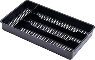 Dial Industries Small Cutlery, Utensil, Silverware Kitchen Drawer Organizer Tray, Black