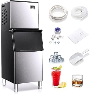 Electatic Commercial Ice Maker Machine 400Lbs/24H, Industrial Ice Machine, 250Lbs Storage, Stainless Steel Ice Machine, Ice Ready in 8-15 min, Large Ice Maker with Self Cleaning