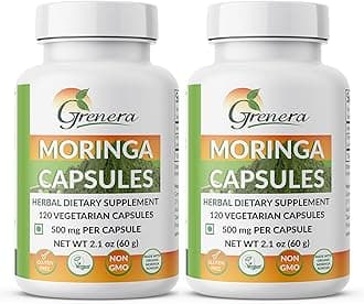Moringa Capsules 500 mg – 120 Vegetarian Capsules per Bottle - Pack of 2