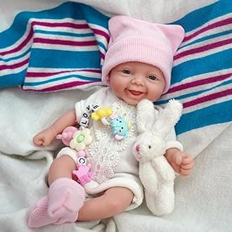Reborn Baby Doll 7 Inch Silicone Doll Girl Mini Realistic Newborn Baby Dolls Silicone Full Body Stress Relief Hand Made (1 Doll+2 Sets Clothes)