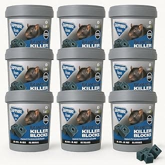 Rat & Mouse Poisoning Blocks Max Strength Bait Blocks Single Feed Rodent Killer Block Fast Acting All Weather Sapphire BLOKS - Pack of 12.