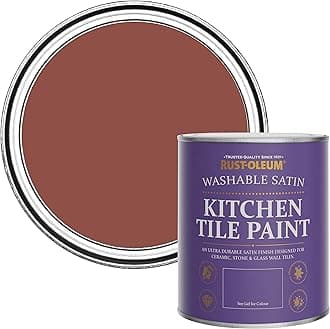 Rust-Oleum Red water resistant Kitchen Tile Paint in Satin Finish - Fire Brick 750ml