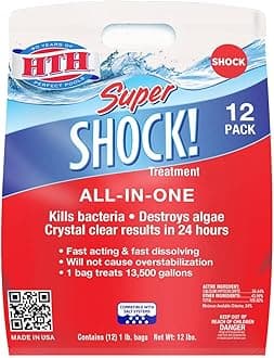 HTH52026 Super Shock Treatment Swimming Pool Chlorine Cleaner, 1 lb (Pack of 12)