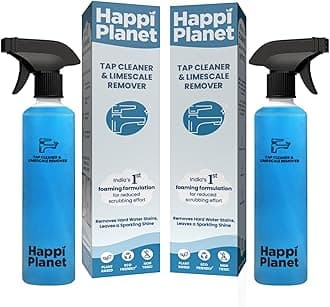 Happi Planet | Tap Cleaner & Limescale Remover | India’s 1st Foaming Formulation for Reduced Scrubbing Effort | 500ml X 2 | All Purpose Cleaner - Suitable for Bathroom, Tap, Shower, Tiles, Mirrors