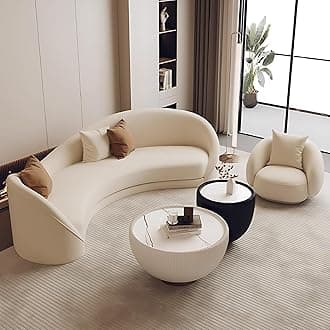 Curved Sectional Sofa Set - Modern Leather Sectional Couch with High-Density Cushions, Stylish Couch Set for Living Room, Include Coffee Table (Sofa+Chair C+Table, 80IN)