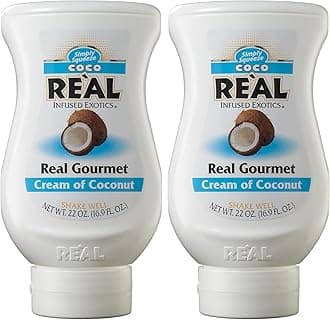 RE'AL Syrups Cream of Coconut Syrup, Great for Cocktails, Cooking, Baking and Desserts, 500ml (Pack of 2)