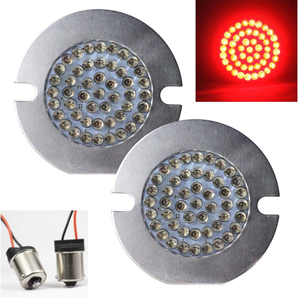 Eagle Lights 8748TS-1156R-FLAT 3.25 3-1/4 Inch Rear LED Turn Signals Compatible With Harley Davidson Motorcycles® - Generation I - Red - Double Pack - 1156 Base