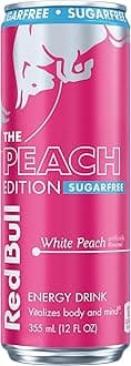 Peach Edition Sugarfree Energy Drink, White Peach, 12 fl. oz. can, with 114mg Caffeine, Taurine & B Vitamins