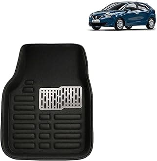 KINGSWAY® 4D Car Floor Foot Mats Compatible with Maruti Suzuki Baleno (Year 2015-2018) - Complete Set of 3 Pieces, Top-Notch PVC Material, Washable, Black