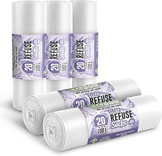 EcoBag - 100 Pack Heavy Duty White Bin Liners - 100L - 22 Microns - Extra Strong, Leak-Proof, Tear-Resistant Bags for Kitchen, Home & Office (736x965mm)