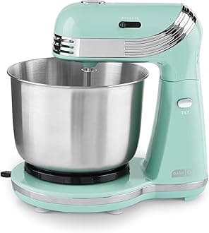 Dash Everyday Stand Mixer - Compact Tilt-Head Stand Mixer for Everyday Recipes - 6-Speed Power with Stainless Steel Bowl - Aqua, 3-Quart
