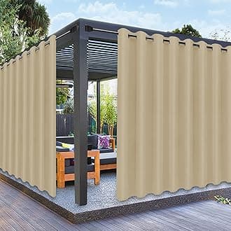 PureFit Outdoor Curtains for Patio Waterproof Weatherproof, UV and Fade Resistant Outside Curtains for Gazebo, Front Porch, Pergola, Sun Blocking Privacy Curtain, 120W x 84L inch, 1 Panel, Beige