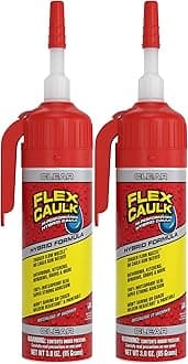 Flex Caulk, Waterproof & Weatherproof Hybrid Polymer Sealant, Strong, Paintable, Indoor, Outdoor, Bath, Shower, Sink, Window, Baseboards, Door, RV, Roof, Wood, Auto & Marine, Clear, 3 oz, 2-Pack